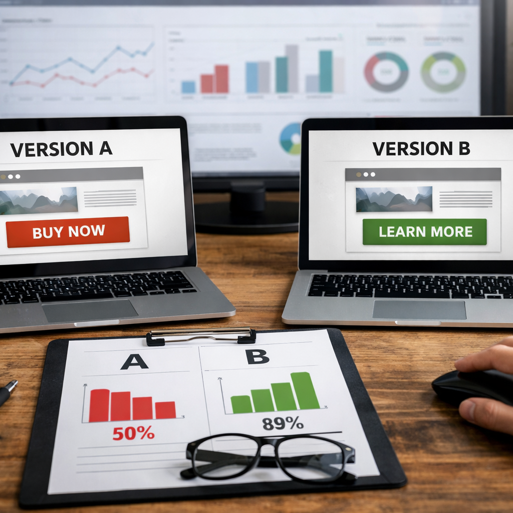 A/B testing process analyzing high-intent user behavior